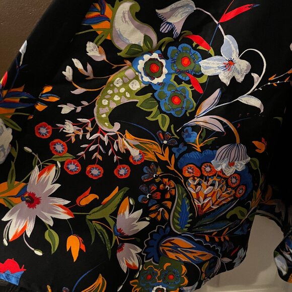 Black with flowers A-line dress - Picture 3 of 9